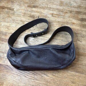 COS leather dark brown swing crossbody bag